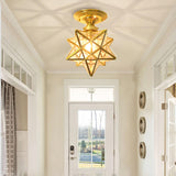 Moravian Gold Star Semi-Flush Mount Light Hallway Image - 1