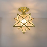 Moravian Gold Star Semi-Flush Mount Light Hallway Image - 2