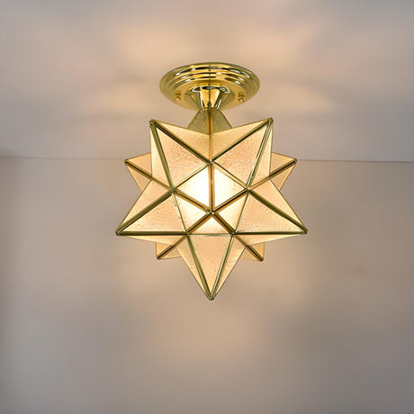 Moravian Gold Star Semi-Flush Mount Light Hallway Image - 2