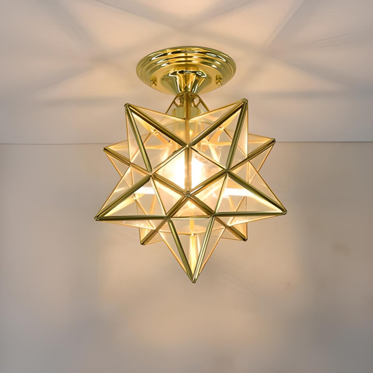 Moravian Gold Star Semi-Flush Mount Light Hallway Image - 3