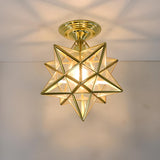 Moravian Gold Star Semi-Flush Mount Light Hallway Image - 3