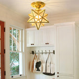 Moravian Gold Star Semi-Flush Mount Light Hallway Image - 4