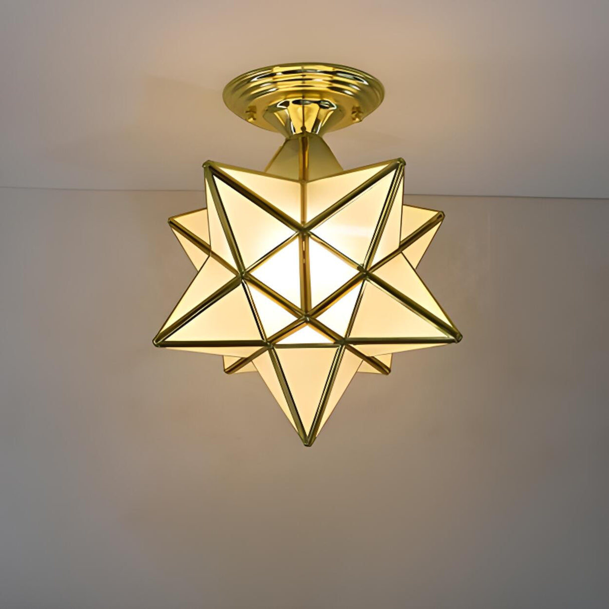 Moravian Gold Star Semi-Flush Mount Light Hallway Image - 5