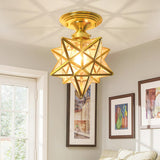 Moravian Gold Star Semi-Flush Mount Light Hallway Image - 7