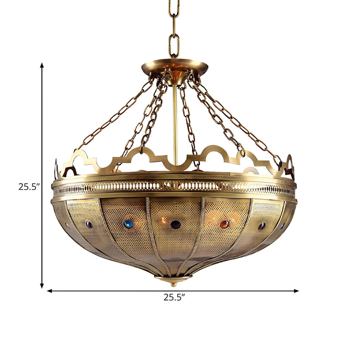 Moroccan Antique Brass Bowl Bedroom Pendant Chandelier Image - 5