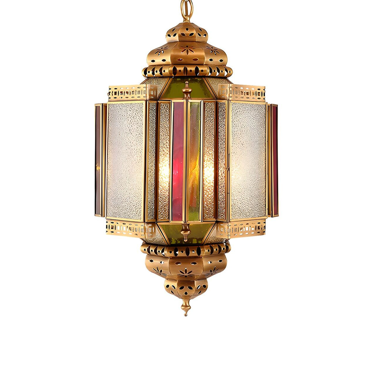 Moroccan Art Deco Brass Porch Gold Lantern Chandelier Image - 4