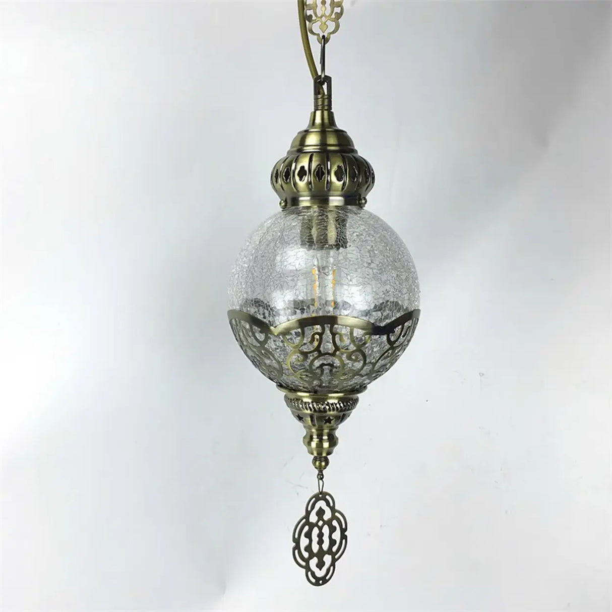 Moroccan Bronze Globe Lantern Restaurant Pendant Light Image - 10