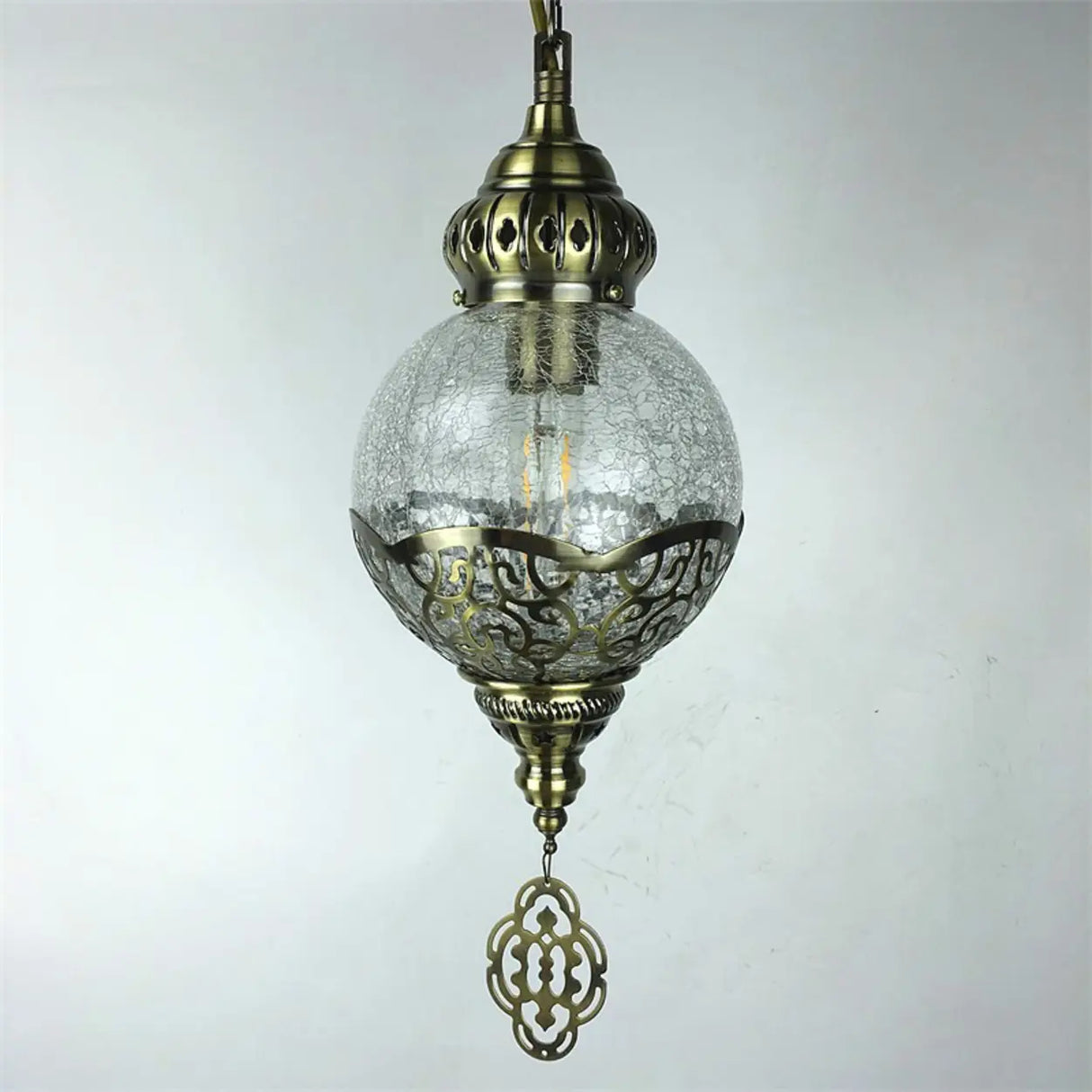 Moroccan Bronze Globe Lantern Restaurant Pendant Light Image - 11