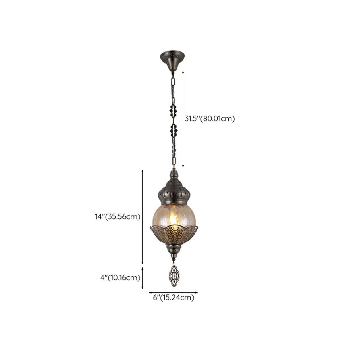 Moroccan Bronze Globe Lantern Restaurant Pendant Light 