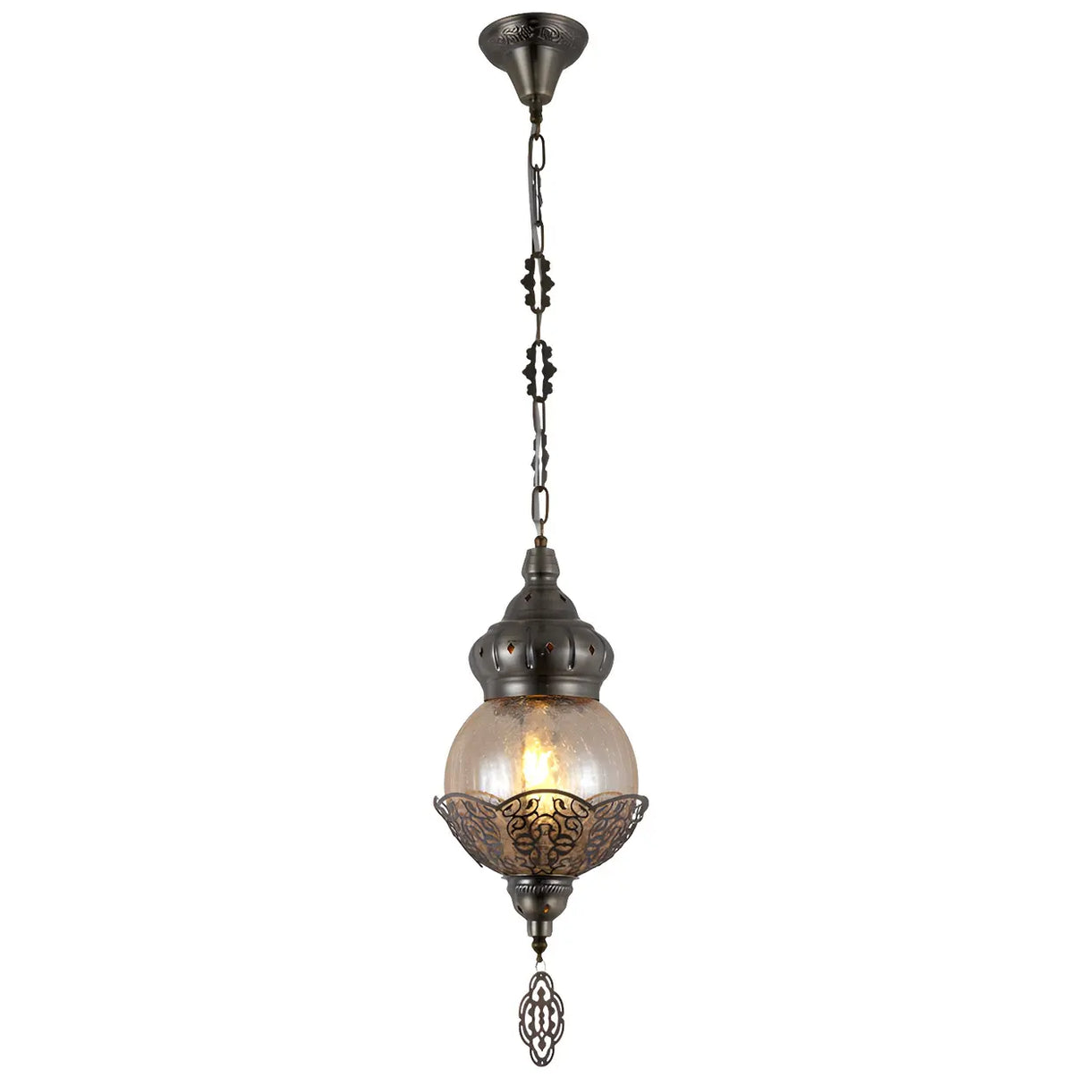 Moroccan Bronze Globe Lantern Restaurant Pendant Light Image - 5