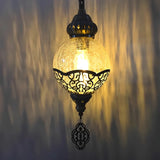 Moroccan Bronze Globe Lantern Restaurant Pendant Light Image - 6