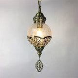 Moroccan Bronze Globe Lantern Restaurant Pendant Light Image - 7