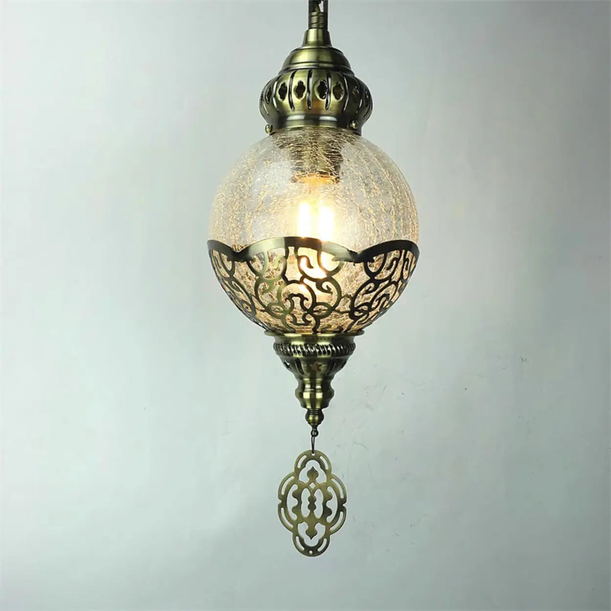 Moroccan Bronze Globe Lantern Restaurant Pendant Light Image - 9