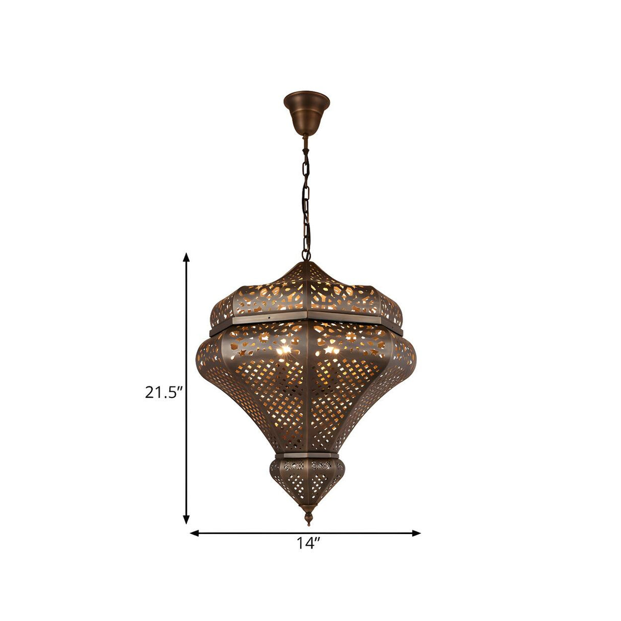 Moroccan Bronze Retro Dining Room Hollow Pendant Chandelier Image - 5