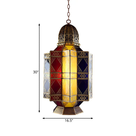 Moroccan Colorful Glass Lantern Chandelier Dining Room #size