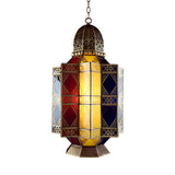 Moroccan Colorful Glass Lantern Chandelier Dining Room Image - 4