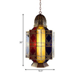 Moroccan Colorful Glass Lantern Chandelier Dining Room Image - 5