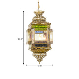 Moroccan Dining Room Brass Stained Glass Lantern Chandelier #size