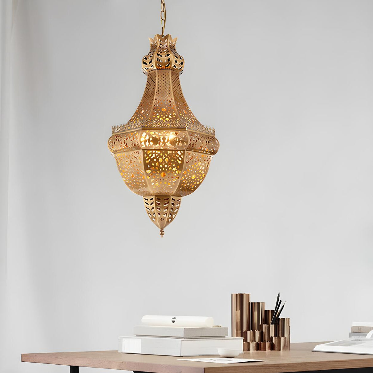 Moroccan Gold Pendant Light Lantern Chandelier Image - 1