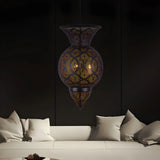 Moroccan Intricate Cutout Hanging Lantern Outdoor Chandelier Image - 2