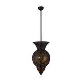 Moroccan Intricate Cutout Hanging Lantern Outdoor Chandelier Image - 3