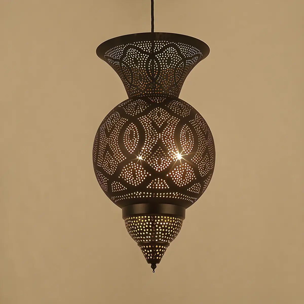 Moroccan Intricate Cutout Hanging Lantern Outdoor Chandelier Image - 4