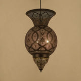 Moroccan Intricate Cutout Hanging Lantern Outdoor Chandelier Image - 4