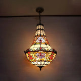 Moroccan Tiffany Round Stained Glass Geometric Chandelier Image - 1