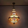 Moroccan Tiffany Round Stained Glass Geometric Chandelier Image - 1