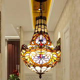 Moroccan Tiffany Round Stained Glass Geometric Chandelier Image - 2