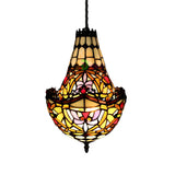 Moroccan Tiffany Round Stained Glass Geometric Chandelier Image - 4