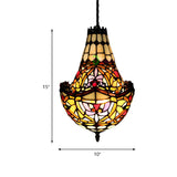 Moroccan Tiffany Round Stained Glass Geometric Chandelier Image - 5