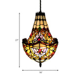 Moroccan Tiffany Round Stained Glass Geometric Chandelier Image - 7