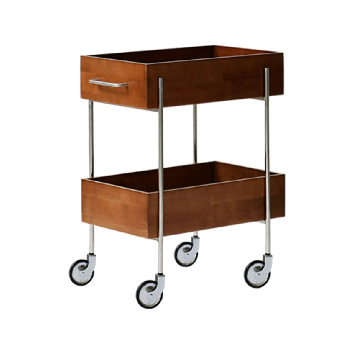 Movable Rectangular Wooden Brown Open Storage Kitchen Cart Image - 5