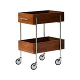 Movable Rectangular Wooden Brown Open Storage Kitchen Cart Image - 5