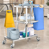 Movable Silver Metal Utility Cart with Tray and Shelves Image - 1