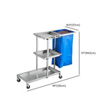 Movable Silver Metal Utility Cart with Tray and Shelves #size