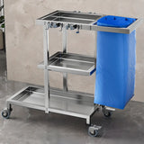 Movable Silver Metal Utility Cart with Tray and Shelves Image - 3