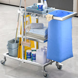 Movable Silver Metal Utility Cart with Tray and Shelves Image - 4