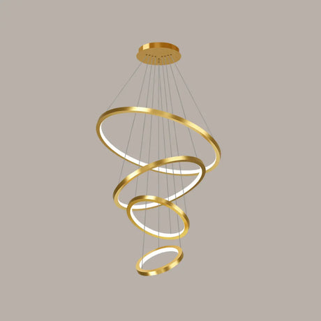 Multi-Circle LED Gold Acrylic Steel Foyer Chandelier Image - 2