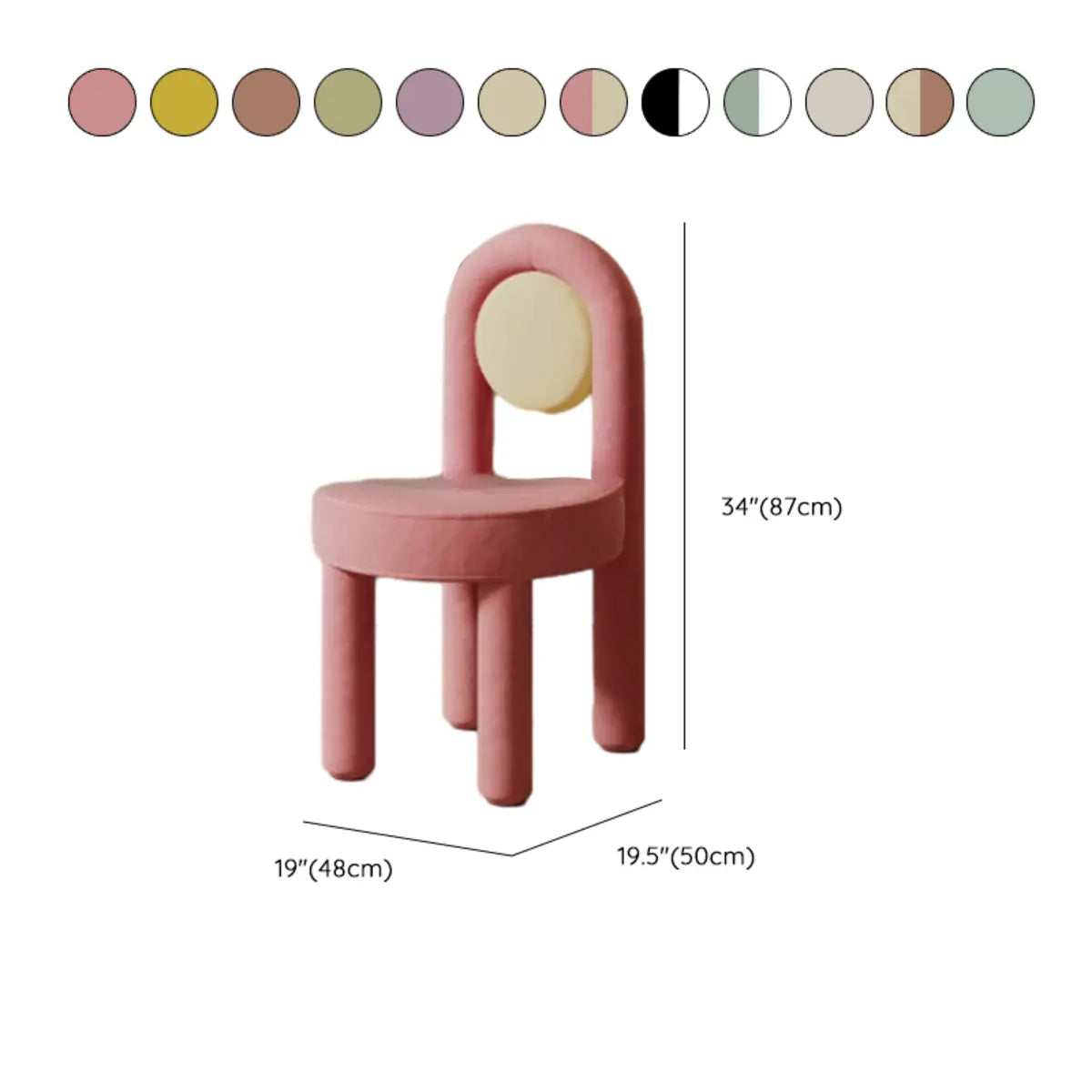 Multi-Color Circular Upholstered Solid Color Vanity Stool 