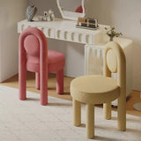 Multi-Color Circular Upholstered Solid Color Vanity Stool Image - 5