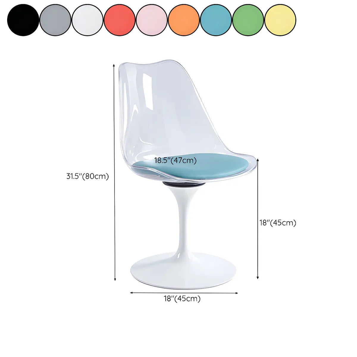 Multi-color Contemporary Tulip Armless Office Chair 