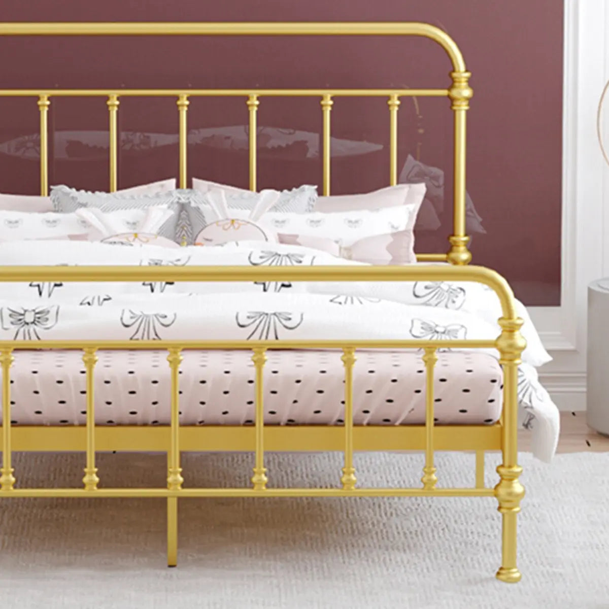 Multi-Color Headboard Metal Gold Open-Frame King Bed Image - 12