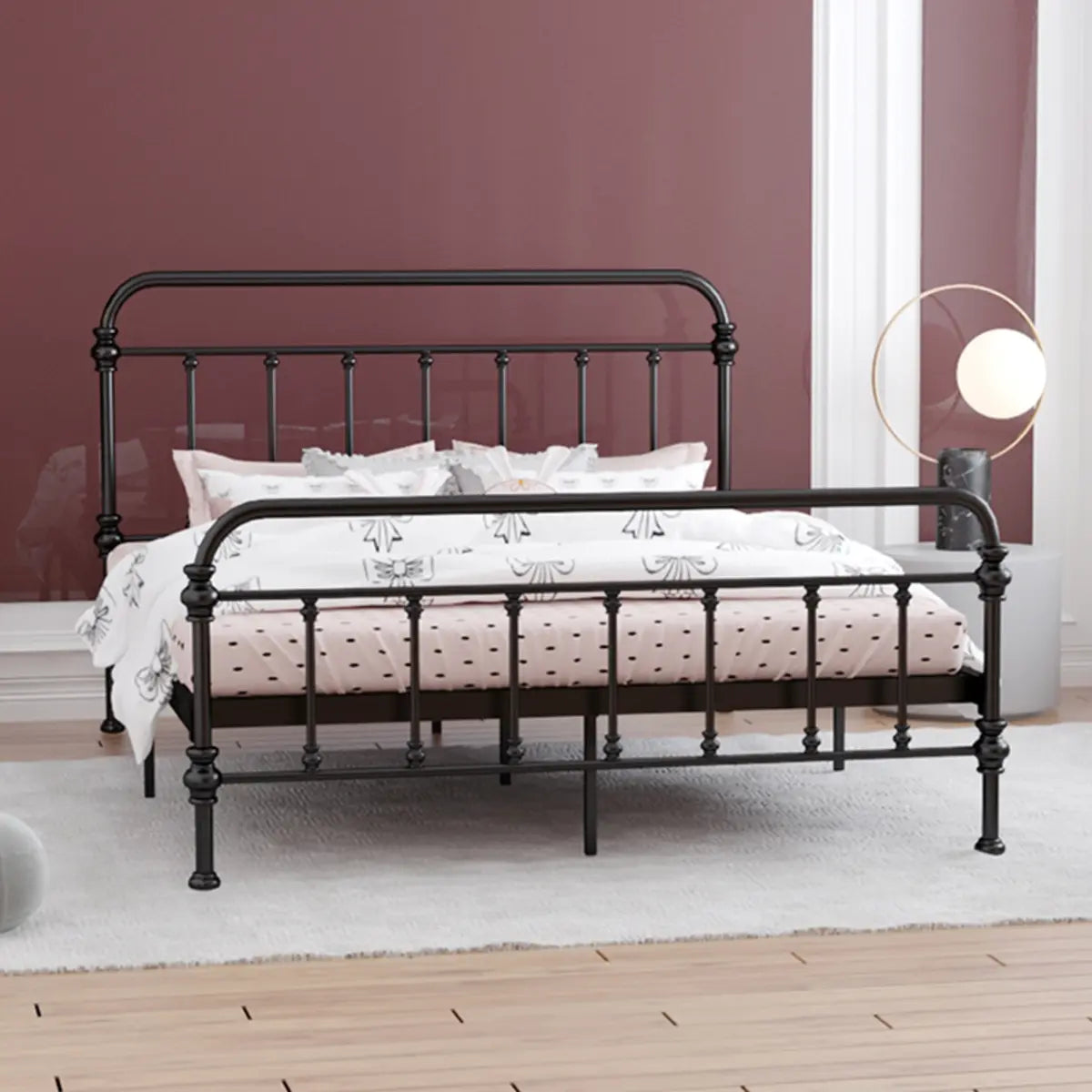 Multi-Color Headboard Metal Gold Open-Frame King Bed Image - 3