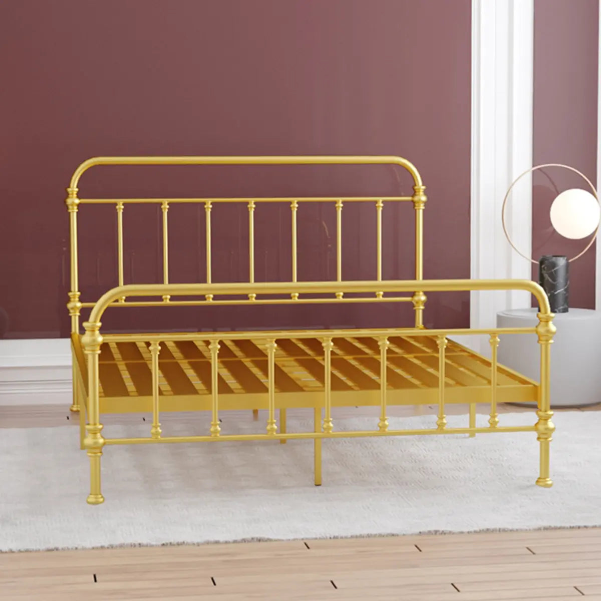 Multi-Color Headboard Metal Gold Open-Frame King Bed Image - 8