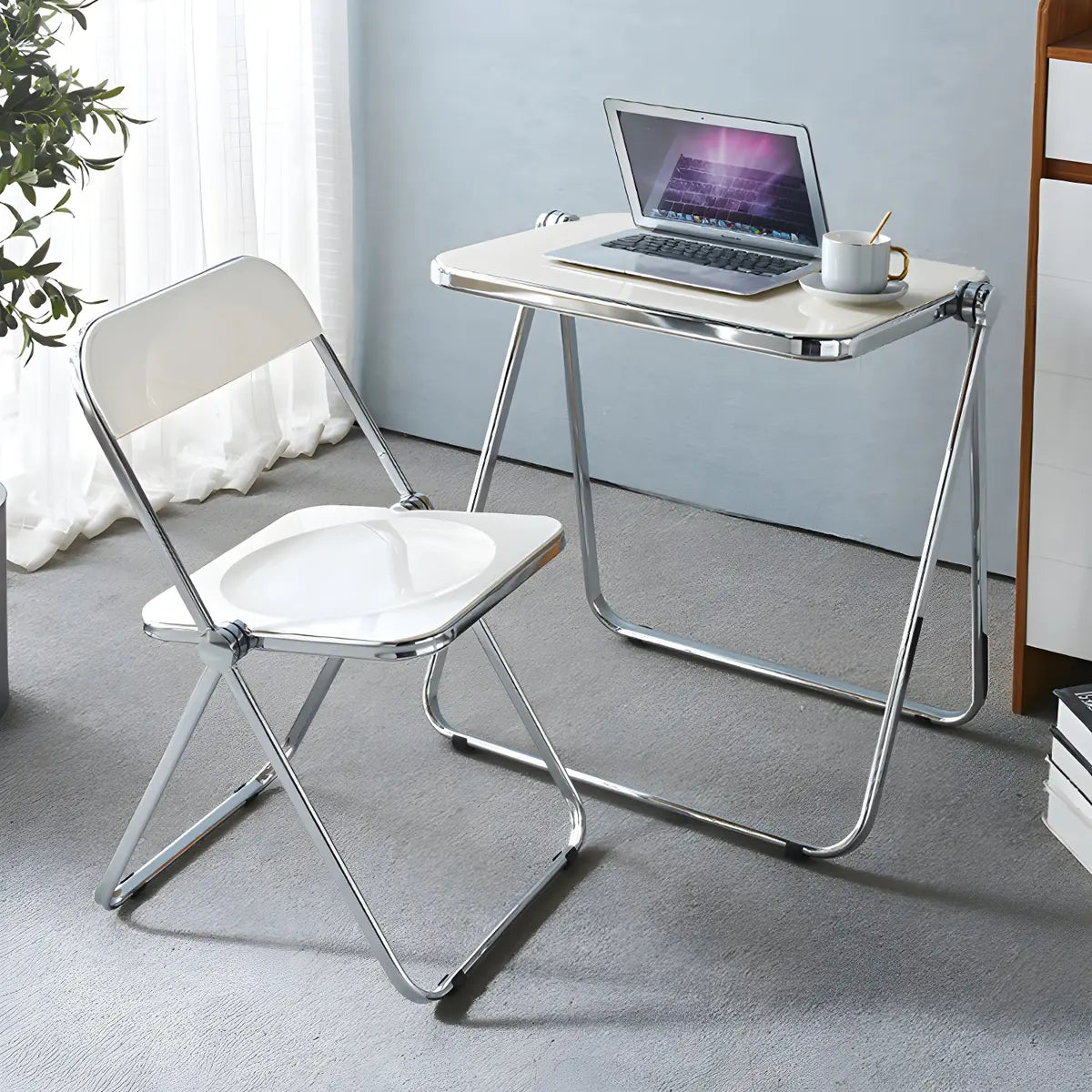 Multi-Color Modern Metal Ergonomic Folding Office Chair Image - 3