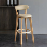 Multi-Color Round Leather Low Back Bar Stool Wood Image - 14