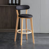 Multi-Color Round Leather Low Back Bar Stool Wood Image - 17