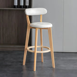 Multi-Color Round Leather Low Back Bar Stool Wood Image - 2